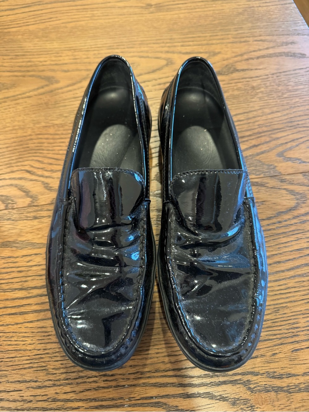 Tod's Black Patent Leather Penny Loafers